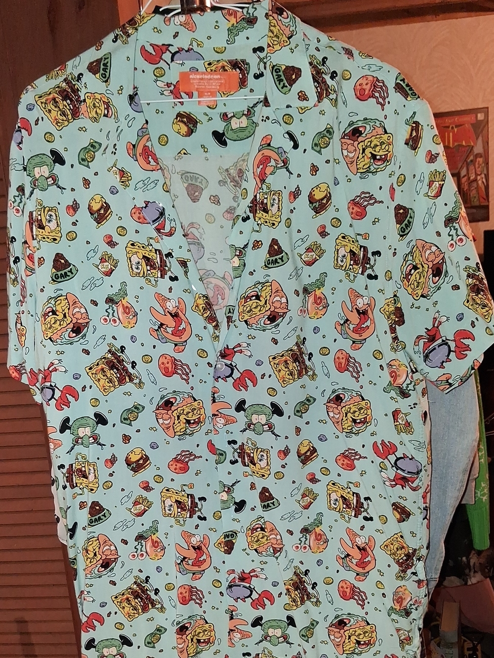 Nickelodeon Light Blue Sponge Bob Print Shirt